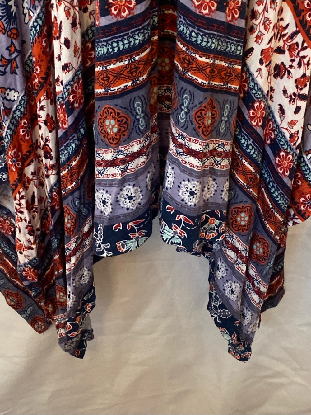 American Rag Bandana Print Lavender, Red and Navy Asymmetrical Hem Sundress - Picture 3 of 6
